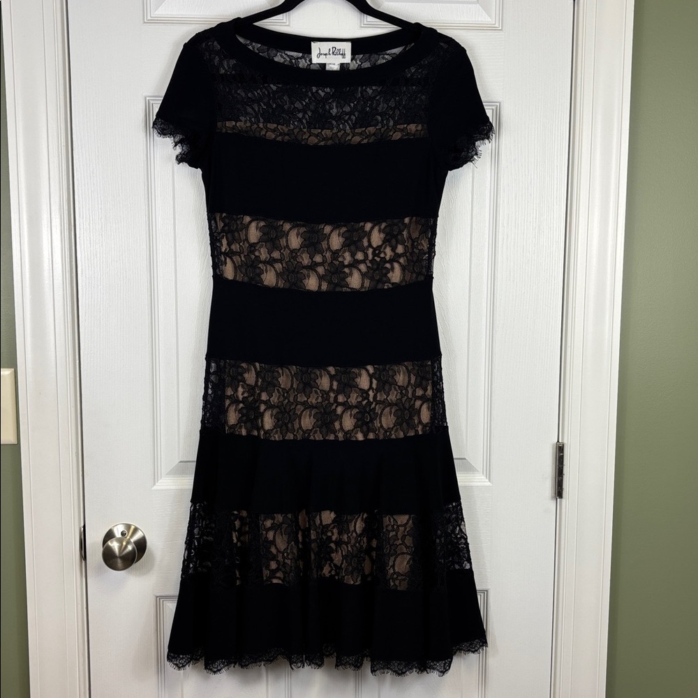 Joseph Ribkoff black lace midi dress sz 6